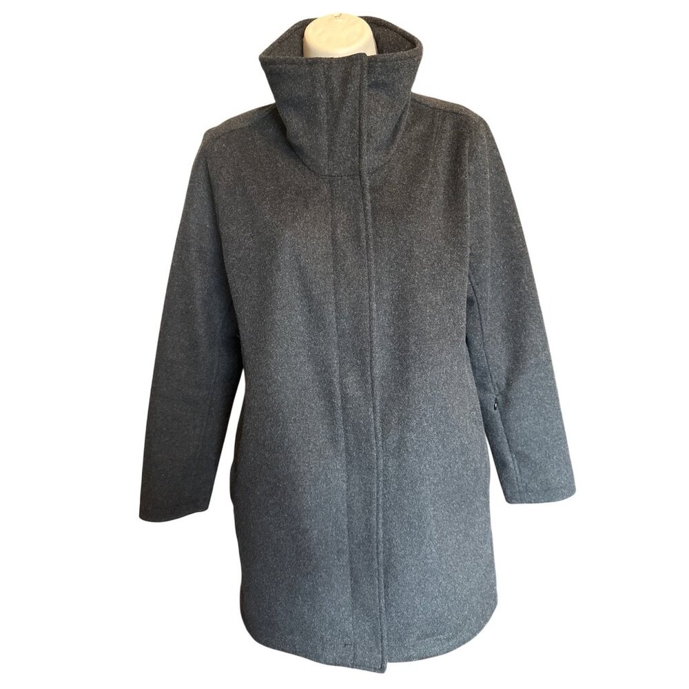 Pendleton Wool Coat Charcoal Gray Funnel Neck Women's S Tailored Minimalist
